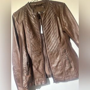 brown faux leather jacket